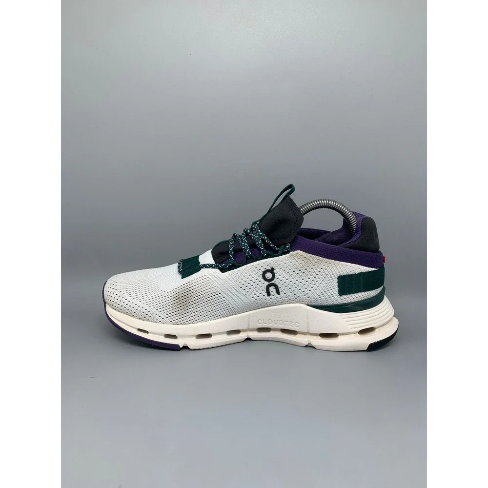 On Cloudnova White Purple Green Running Shoes 26.99115 Women's Sz 9